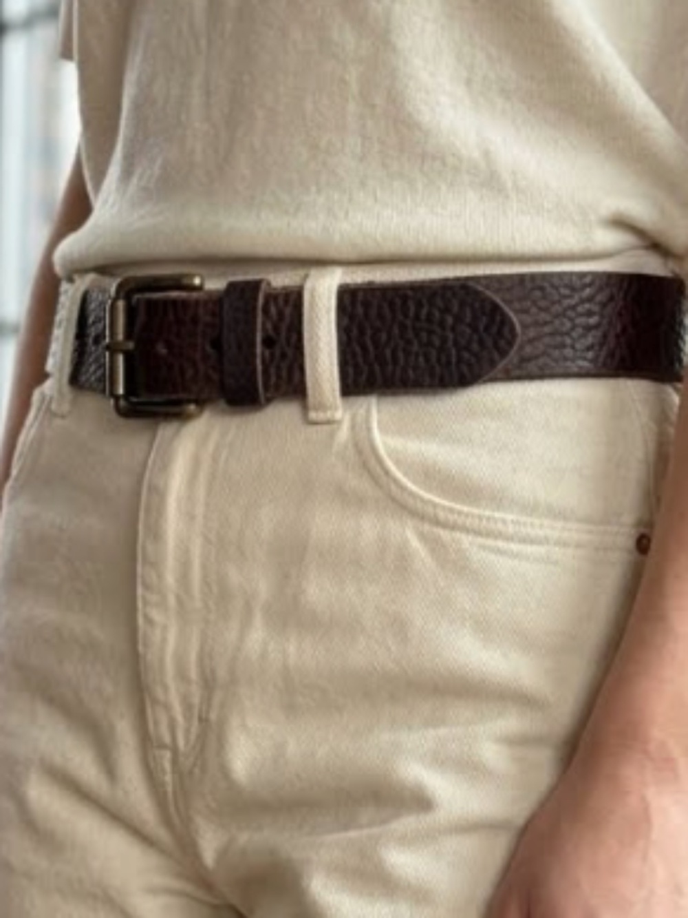 BRAVE Women's Leather belt in Brown size 34